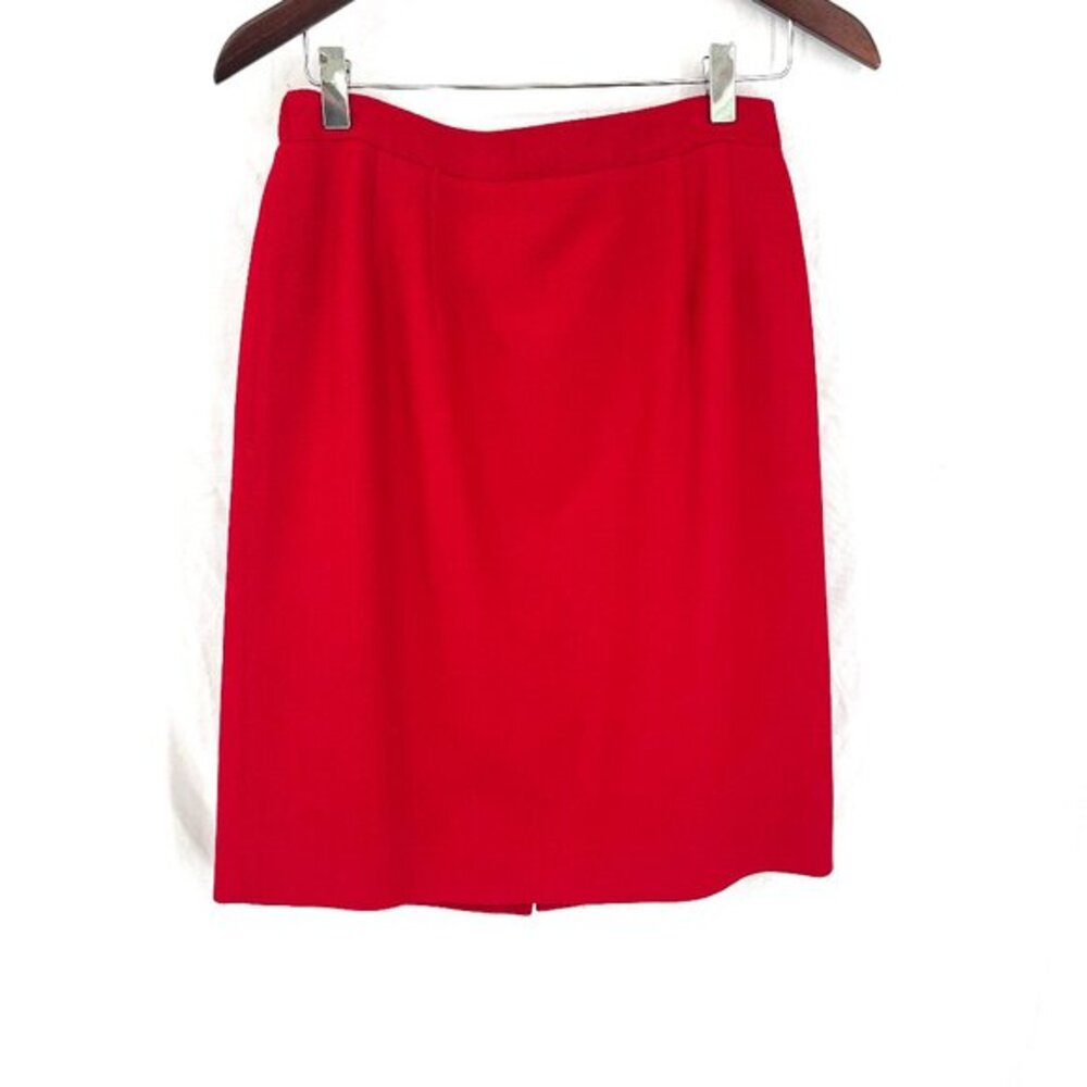 Vintage Talbots 100% wool‎ pencil skirt business career cherry red y2k 8